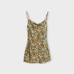 پیراهن پلنگی یقه شل بندی کرپ نخ قد 80cm سایز 32 تا 62 سایز بزرگ موجود رویداسما roydasma