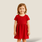 پیراهن چیندار کودک نخی ابروبادی قرمز 2 تا 11 سال (رنگبندی موجود) رویداسما roydasma