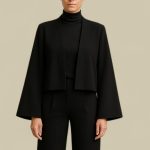 کت کراپ جلوباز مشکی کرپ سایز 32 تا 62 (رنگبندی موجود) رویداسما roydasma سایز بزرگ موجود