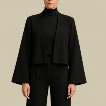 کت کراپ جلوباز مشکی کرپ سایز 32 تا 62 (رنگبندی موجود) رویداسما roydasma سایز بزرگ موجود