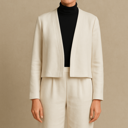 کت کراپ یقه هفت کرپ سفید سایز 32 تا 62 (رنگبندی موجود) رویداسما roydasma سایز بزرگ موجود