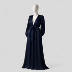 ربدوشامبر ساتن بلند آستین پفی آبی نفتی سایز 32 تا 62 (رنگبندی موجود) رویداسما