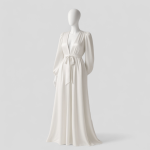 ربدوشامبر ساتن بلند آستین پفی سفید سایز 32 تا 62 (رنگبندی موجود) رویداسما