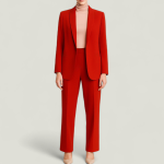 ست کت مانتویی و شلوار مجلسی قرمز کرپ سایز 32 تا 62 (رنگبندی موجود) رویداسما roydasma سایز بزرگ موجود