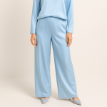 شلوار پیله دار ساتن آبی روشن سایز 32 تا 62 (رنگبندی موجود) رویداسما roydasma سایز بزرگ موجود