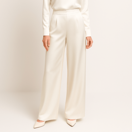 شلوار پیله دار ساتن سفید سایز 32 تا 62 (رنگبندی موجود) رویداسما roydasma سایز بزرگ موجود