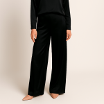 شلوار پیله دار ساتن مشکی سایز 32 تا 62 (رنگبندی موجود) رویداسما roydasma سایز بزرگ موجود