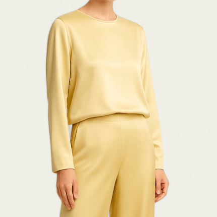 شومیز ساتن آستین بلند زرد سایز 32 تا 62 (رنگبندی موجود) رویداسما roydasma سایز بزرگ موجود