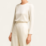 شومیز ساتن آستین بلند سفید سایز 32 تا 62 (رنگبندی موجود) رویداسما roydasma سایز بزرگ موجود