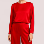 شومیز ساتن آستین بلند قرمز سایز 32 تا 62 (رنگبندی موجود) رویداسما roydasma سایز بزرگ موجود