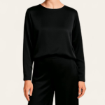 شومیز ساتن آستین بلند مشکی سایز 32 تا 62 (رنگبندی موجود) رویداسما roydasma سایز بزرگ موجود