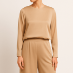 شومیز ساتن آستین بلند کرم سایز 32 تا 62 (رنگبندی موجود) رویداسما roydasma سایز بزرگ موجود