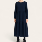 مانتو پیراهنی میدی ابروبادی دودامنه آبی نفتی بلند سایز 32 تا 62 (رنگبندی موجود) رویداسما roydasma سایز بزرگ موجود