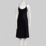 پیراهن بندی یقه گرد میدی مشکی ساتن قد 100cm سایز 32 تا 62 (رنگبندی موجود) رویداسما roydasma سایز بزرگ موجود