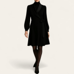 پیراهن مجلسی چپ و راستی کوتاه یقه آرشال کرپ مشکی سایز 32 تا 62 (رنگبندی موجود) رویداسما roydasma سایز بزرگ موجود