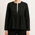 کت چیندار کرپ مشکی جلوباز سایز 32 تا 62 (رنگبندی موجود) رویداسما roydasma سایز بزرگ موجود