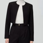 کت کراپ یقه گرد جلوباز کرپ مشکی سایز 32 تا 62 (رنگبندی موجود) رویداسما roydasma سایز بزرگ موجود