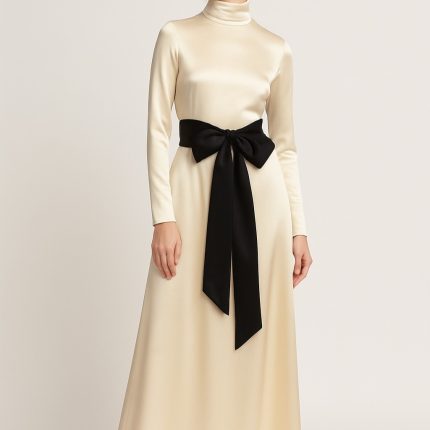 کمربند گره ای پهن ساتن مشکی (رنگبندی موجود) رویداسما roydasma