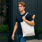 کیف خرید پارچه ای نان و سبزی الیاف طبیعی رویداسما roydasma