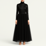 دامن توری پشت کش مشکی مجلسی سایز 32 تا 62 قد دامن 100cm (رنگبندی موجود) رویداسما roydasma سایز بزرگ موجود