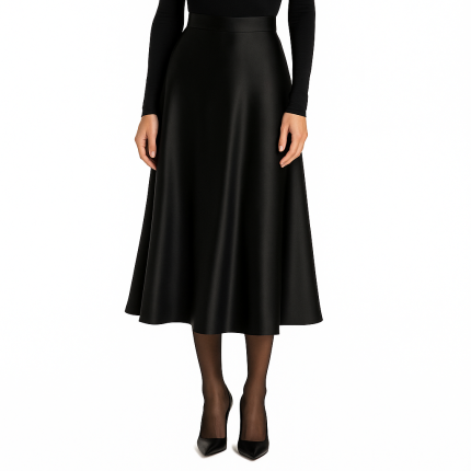 دامن ساتن اِی لاین میدی سایز 32 تا 62 قد 70cm (رنگبندی موجود) رویداسما roydasma سایز بزرگ موجود