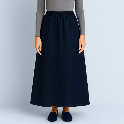 دامن لی کمرکش بلند اِی لاین سایز 32 تا 62 قد دامن 100cm (رنگبندی موجود) رویداسما roydasma سایز بزرگ موجود