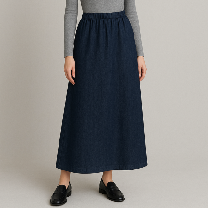 دامن لی کمرکش بلند اِی لاین سایز 32 تا 62 قد دامن 90cm (رنگبندی موجود) رویداسما roydasma سایز بزرگ موجود