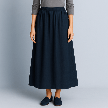 دامن لی کمرکش بلند اِی لاین سایز 32 تا 62 قد دامن 90cm (رنگبندی موجود) رویداسما roydasma سایز بزرگ موجود