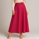 دامن میدی مجلسی کرپ مازاراتی سرخابی پشت کش نیم کلوش سایز 32 تا 62 قد 80 (رنگبندی موجود)