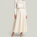 دامن میدی مجلسی کرپ مازاراتی سفید پشت کش نیم کلوش سایز 32 تا 62 قد 80 (رنگبندی موجود)