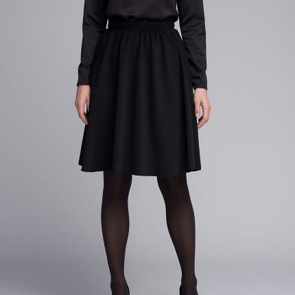 دامن نیم کلوش کوتاه کرپ کمرکش مشکی قد 60cm سایز 32 تا 62 (رنگبندی موجود) رویداسما roydasma سایز بزرگ موجود