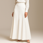 دامن کرپ 6 ترک بلند سفید پشت کش سایز 32 تا 62 (رنگبندی موجود) رویداسما roydasma سایز بزرگ موجود