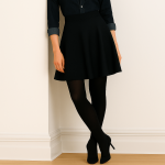 دامن کرپ پشت کش مشکی سایز 32 تا 62 نیم کلوش قد 35cm (رنگبندی موجود) رویداسما roydasma سایز بزرگ موجود