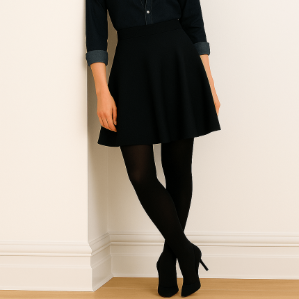 دامن کرپ پشت کش مشکی سایز 32 تا 62 نیم کلوش قد 35cm (رنگبندی موجود) رویداسما roydasma سایز بزرگ موجود