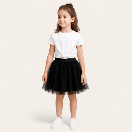 دامن کودک توری مشکی 2 تا 11 سال (رنگبندی موجود) رویداسما roydasma