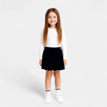 دامن کودک مخمل کوتاه نیم کلوش پشت کش آبی نفتی سایز بندی 2 تا 11 سال (رنگبندی موجود) رویداسما roydasma