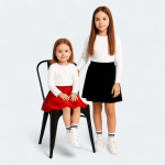 دامن کودک مخمل کوتاه نیم کلوش پشت کش مشکی 2 تا 11 سال (رنگبندی موجود) رویداسما roydasma