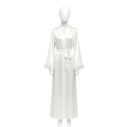 ربدوشامبر ساتن بلند پرسوزنی سفید سایز 32 تا 62 رویداسما roydasma سایز بزرگ موجود