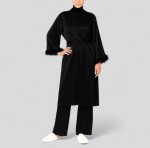 ربدوشامبر ساتن مشکی پردار قد 100cm سایز 32 تا 62 (رنگبندی موجود) رویداسما roydasma سایز بزرگ موجود ست ربدوشامبر و شلوار ساتن مشکی پردار قد 100cm