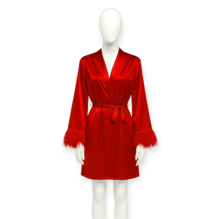 ربدوشامبر ساتن پرسوزنی قرمز سایز 32 تا 62 رویداسما roydasma سایز بزرگ موجود