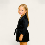 ربدوشامبر کودک ساتن مشکی سایزبندی 2 تا 11 سال (رنگبندی موجود) رویداسما roydasma