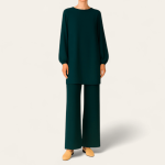 ست تونیک مانتویی و شلوار بگ سبز کله غازی نخی ابروبادی سایز 32 تا 62 رویداسما roydasma سایز بزرگ موجود