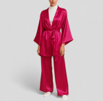 ست ربدوشامبر و شلوار ساتن کلاسیک سرخابی سایز 32 تا 62 (رنگبندی موجود) رویداسما roydasma سایز بزرگ موجود