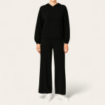 ست هودی کلاه دار و شلوار راسته دورس مشکی سایز 32 تا 62 (رنگبندی موجود) رویداسما roydasma سایز بزرگ موجود