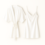 ست پیراهن بندی و ربدوشامبر ساتن سفید سایز 32 تا 62 (رنگبندی موجود) رویداسما roydasma سایز بزرگ موجود