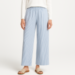 شلوار راه راه سفید آبی بگ کمرکش نخی سایز 32 تا 62 رویداسما roydasma سایز بزرگ موجود