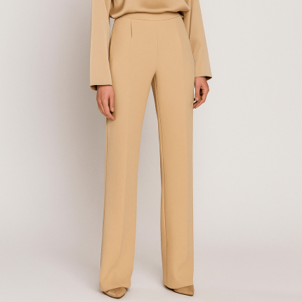 شلوار پیله دار راسته کرپ پشت کش کرم سایز 32 تا 62 (رنگبندی موجود) رویداسما roydasma سایز بزرگ موجود