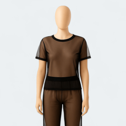 شومیز توری آستین کوتاه مشکی سایز 32 تا 62