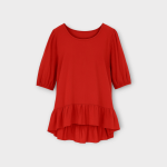 شومیز پشت بلند رافل دار آستین کوتاه نخی ابروبادی قرمز سایز 32 تا 62 (رنگبندی موجود) رویداسما roydasma سایز بزرگ موجود