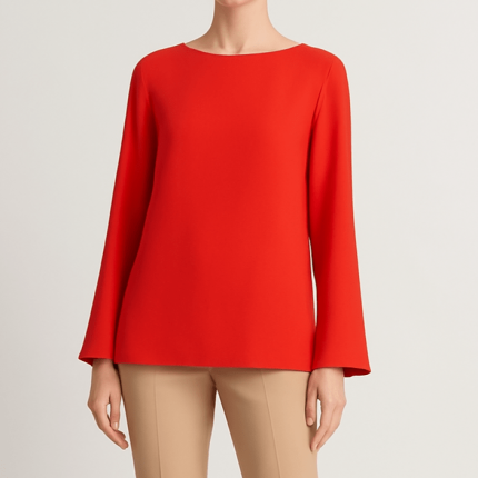 شومیز کرپ آستین بلند قرمز سایز 32 تا 62 (رنگبندی موجود) رویداسما roydasma سایز بزرگ موجود